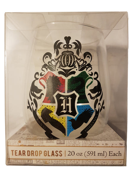 Harry Potter Hogwarts Crest Tear Drop Wine Glass 20 oz