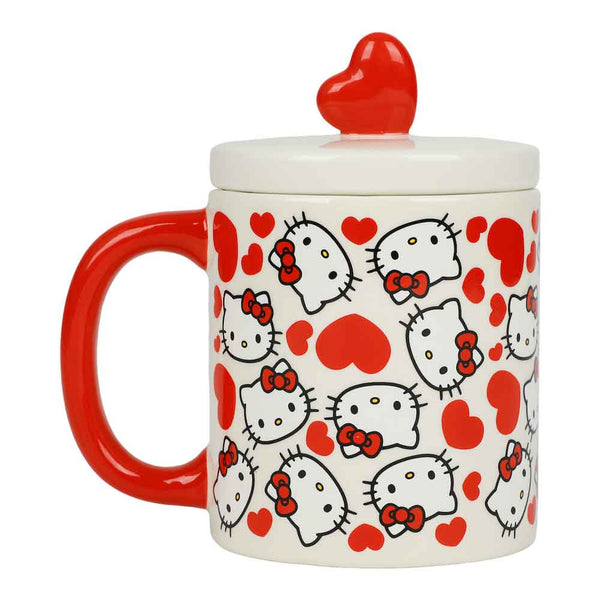 Hello Kitty Hearts All Over Mug With Heart Lid