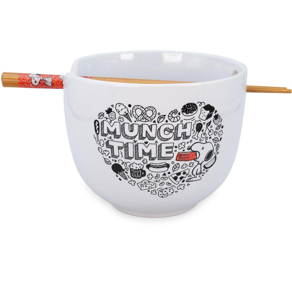 Peanuts Munch Time Ceramic Ramen Bowl With Wooden Chopsticks